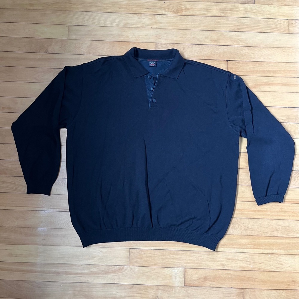 Paul & Shark Yachting Bretagne Light Wool Navy Blue Polo Sweater Mens 4XL Italy